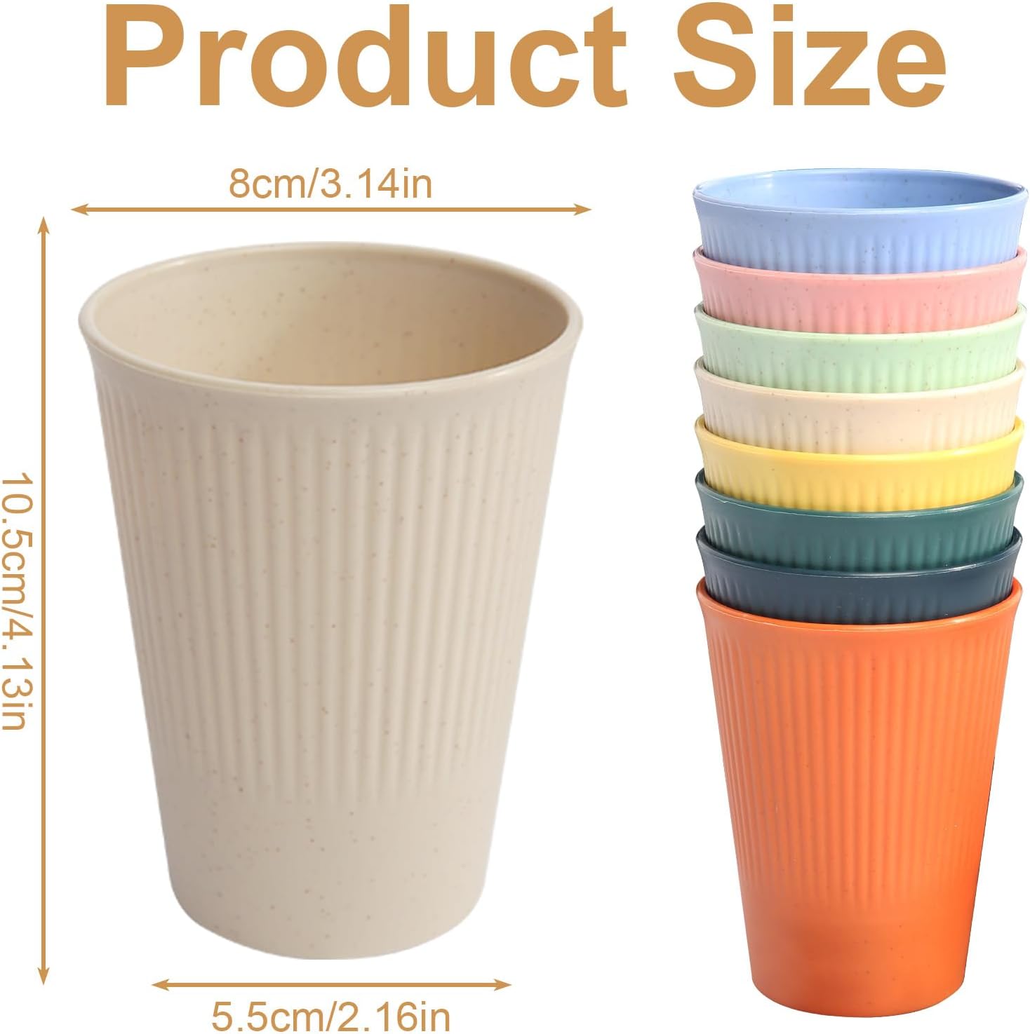 Set of 8 Colorful Plastic Cups – Reusable Drinking Cups for Coffee, Tea, Milk, and Picnics (8 Colors)