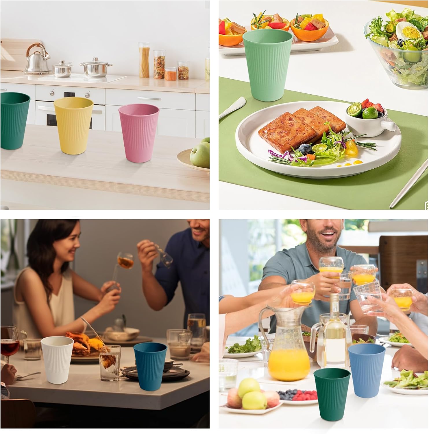 Set of 8 Colorful Plastic Cups – Reusable Drinking Cups for Coffee, Tea, Milk, and Picnics (8 Colors)