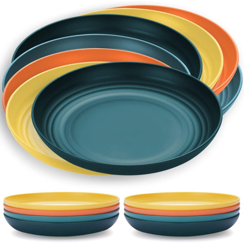 Set of 8 Dinner Plates (23 cm) – Lightweight, Shatterproof, and Reusable; Suitable for Pasta and Dumplings; Microwave-Safe, BPA-Free, and Dishwasher-Safe.
