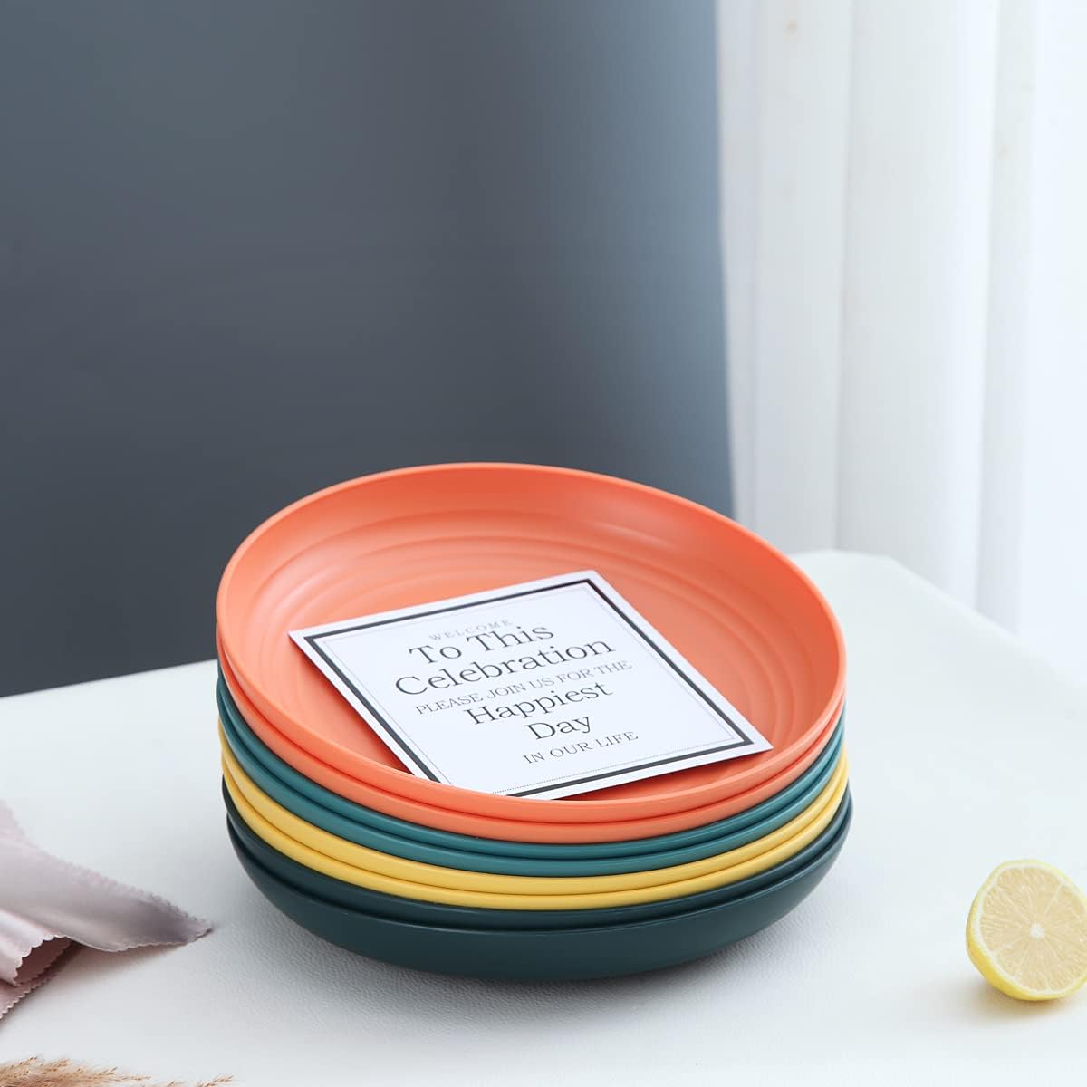 Set of 8 Dinner Plates (23 cm) – Lightweight, Shatterproof, and Reusable; Suitable for Pasta and Dumplings; Microwave-Safe, BPA-Free, and Dishwasher-Safe.