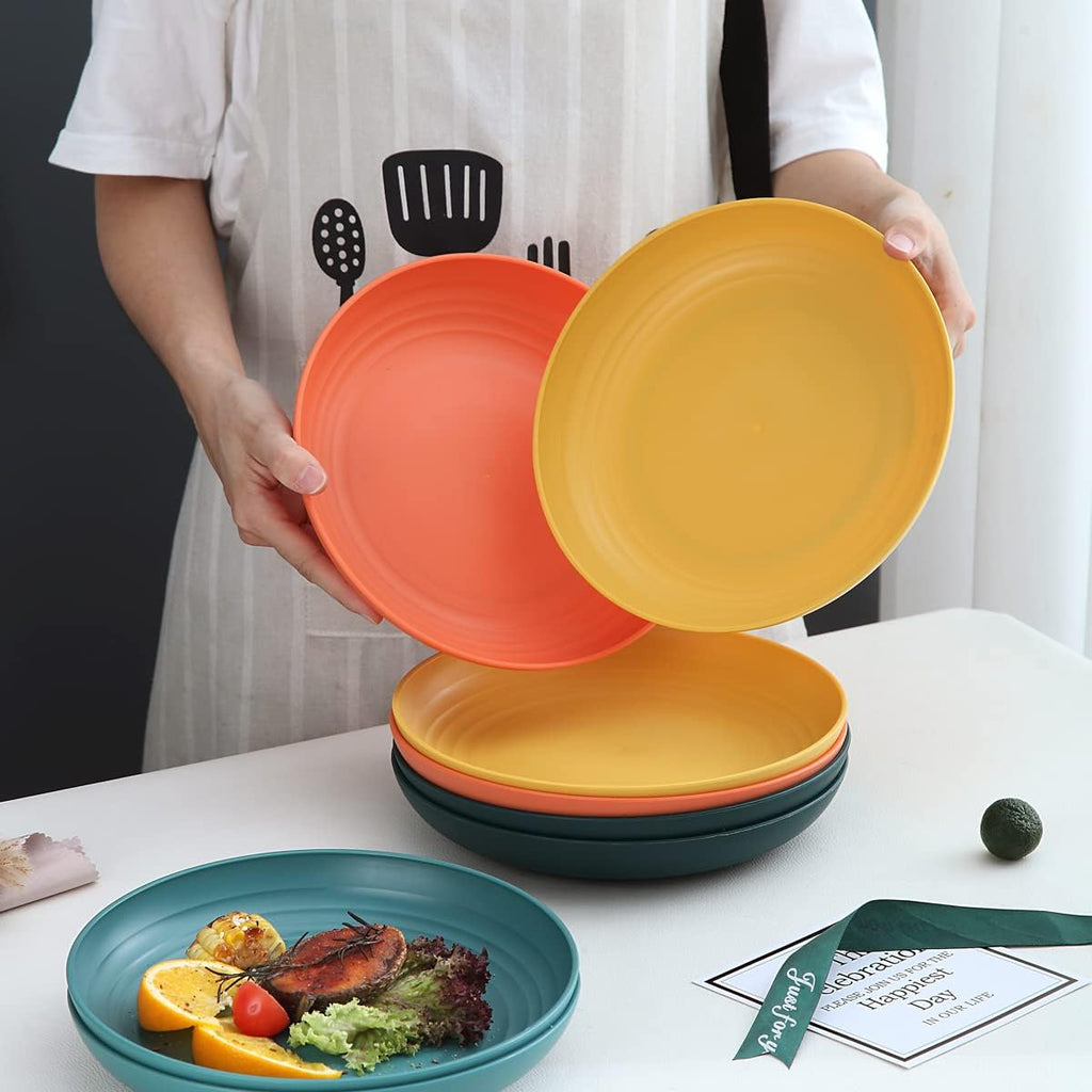 Set of 8 Dinner Plates (23 cm) – Lightweight, Shatterproof, and Reusable; Suitable for Pasta and Dumplings; Microwave-Safe, BPA-Free, and Dishwasher-Safe.