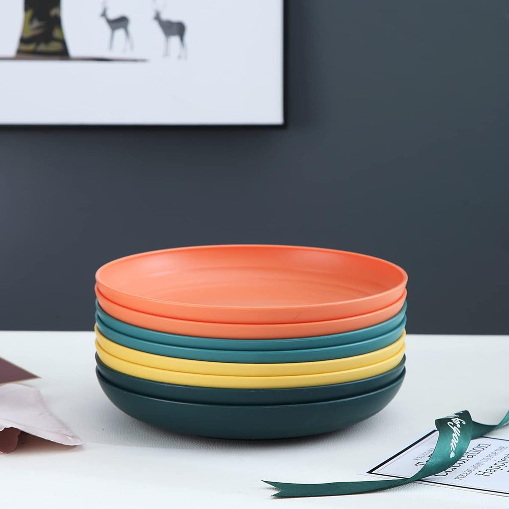 Set of 8 Dinner Plates (23 cm) – Lightweight, Shatterproof, and Reusable; Suitable for Pasta and Dumplings; Microwave-Safe, BPA-Free, and Dishwasher-Safe.