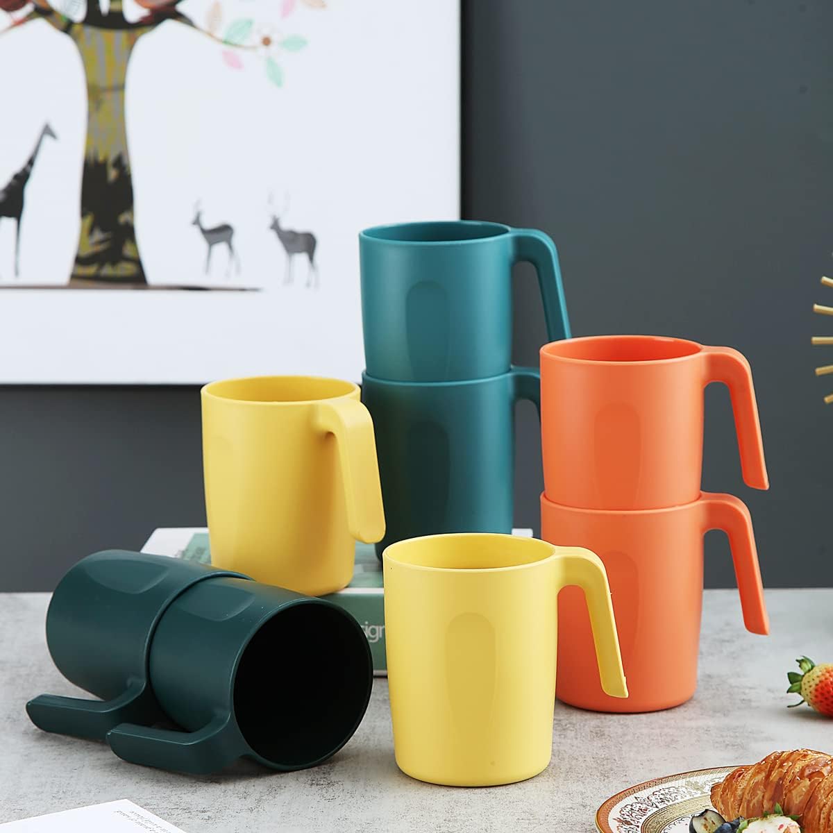 8-Piece Plastic Cup Set – Unbreakable and Reusable; Lightweight Travel Coffee Cups & Espresso Cups; Easy to Carry and Clean; Microwave-Safe, BPA-Free, and Dishwasher-Safe.