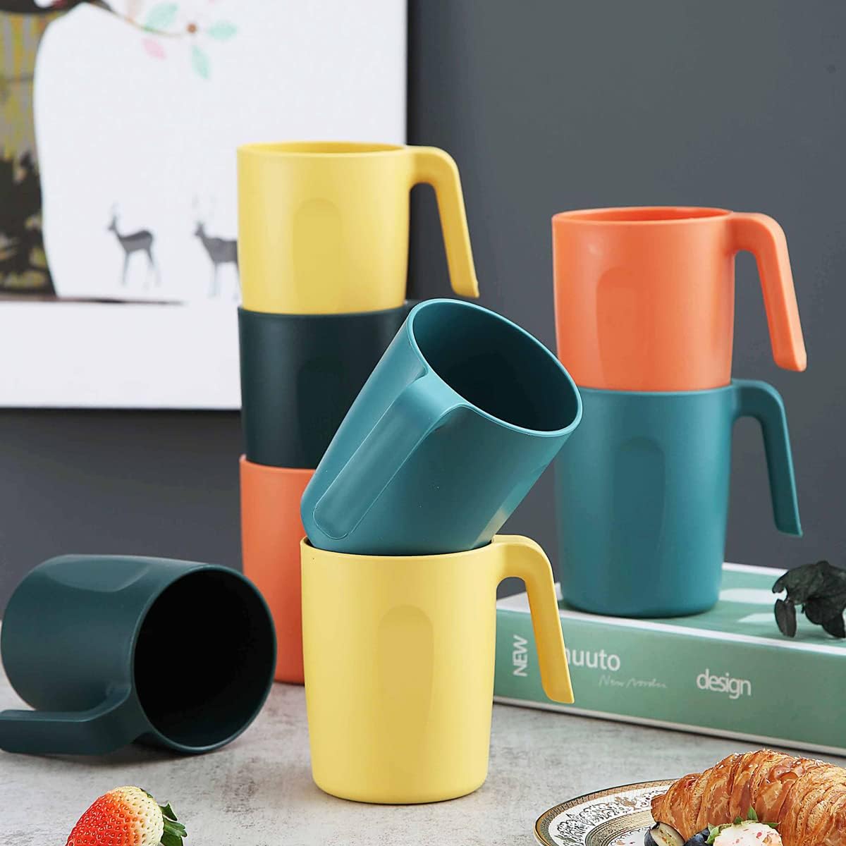 8-Piece Plastic Cup Set – Unbreakable and Reusable; Lightweight Travel Coffee Cups & Espresso Cups; Easy to Carry and Clean; Microwave-Safe, BPA-Free, and Dishwasher-Safe.