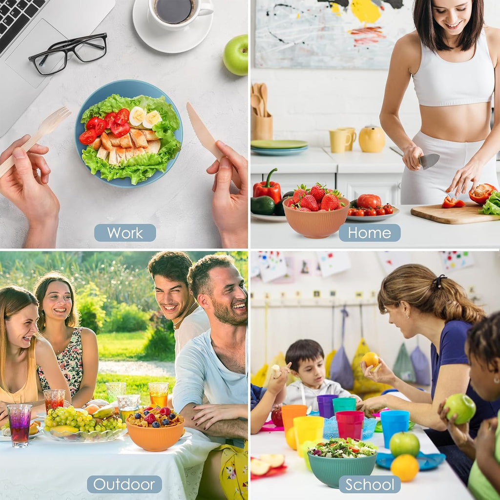 Set of 6 Plastic Cereal Bowls – Unbreakable, Lightweight – Microwave & Dishwasher Safe – Ideal for Soup, Cereal, Noodles, Rice, and Salad