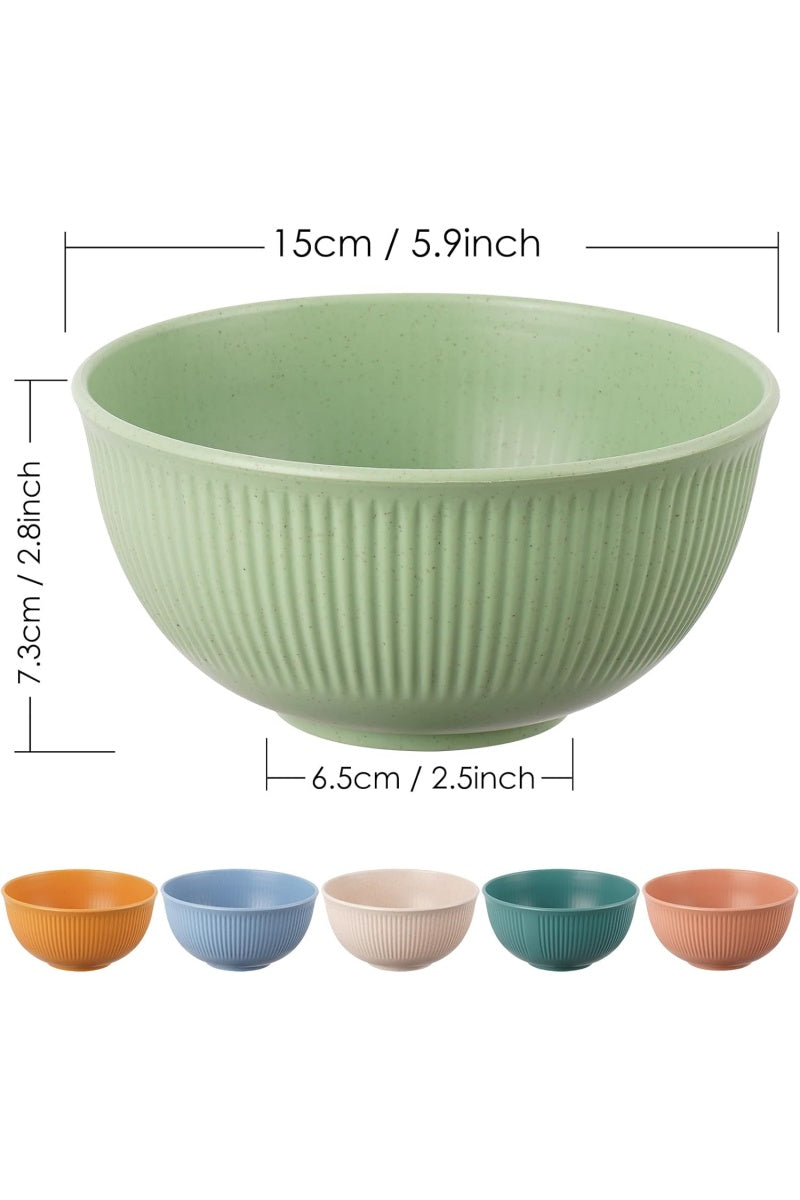 Set of 6 Plastic Cereal Bowls – Unbreakable, Lightweight – Microwave & Dishwasher Safe – Ideal for Soup, Cereal, Noodles, Rice, and Salad