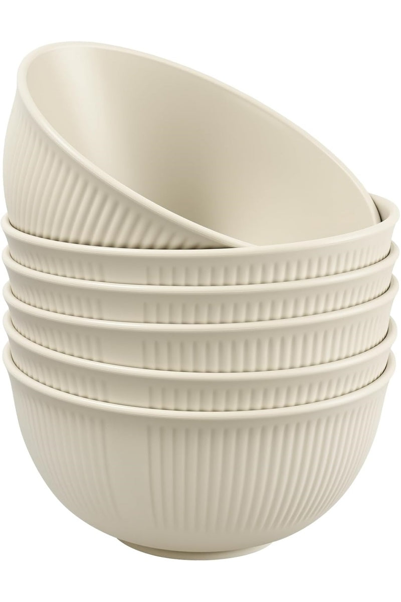 Set of 6 Plastic Cereal Bowls – Unbreakable, Lightweight Camping Bowls – Dishwasher & Microwave Safe, BPA-Free – Suitable for Soup, Cereal, Noodles, Rice, Salad