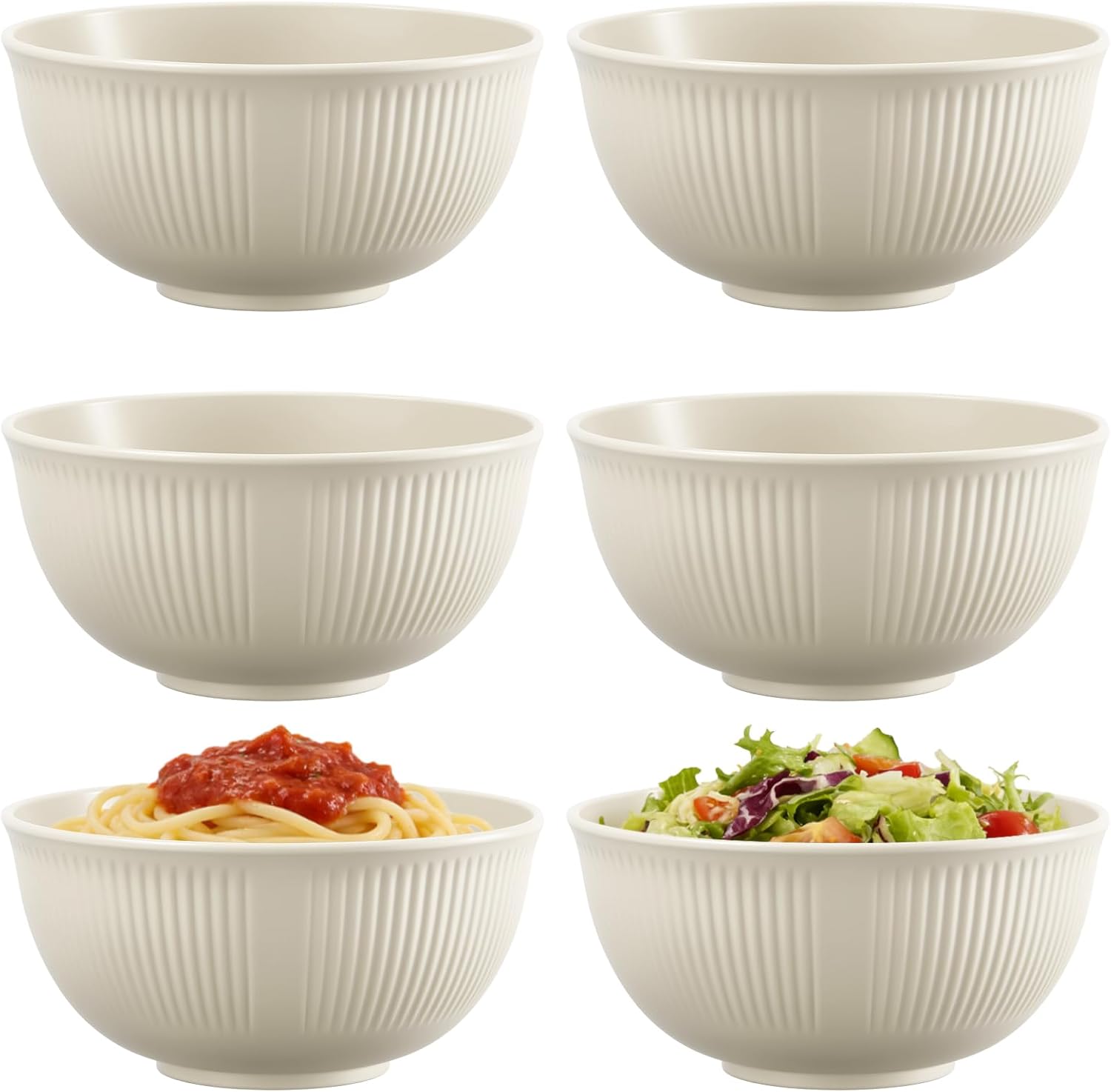 Set of 6 Plastic Cereal Bowls – Unbreakable, Lightweight Camping Bowls – Dishwasher & Microwave Safe, BPA-Free – Suitable for Soup, Cereal, Noodles, Rice, Salad