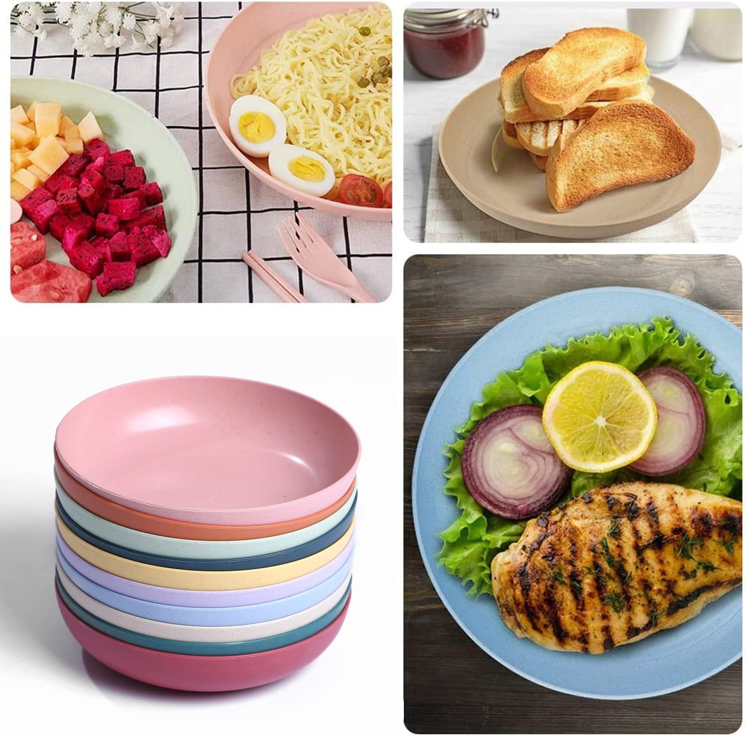 Set of 10 Lightweight Plastic Plates (14 cm) – Small Appetizer Set | Unbreakable, Reusable, Non-toxic, Dishwasher & Microwave Safe – Ideal for Kitchen, Home, Travel & Camping