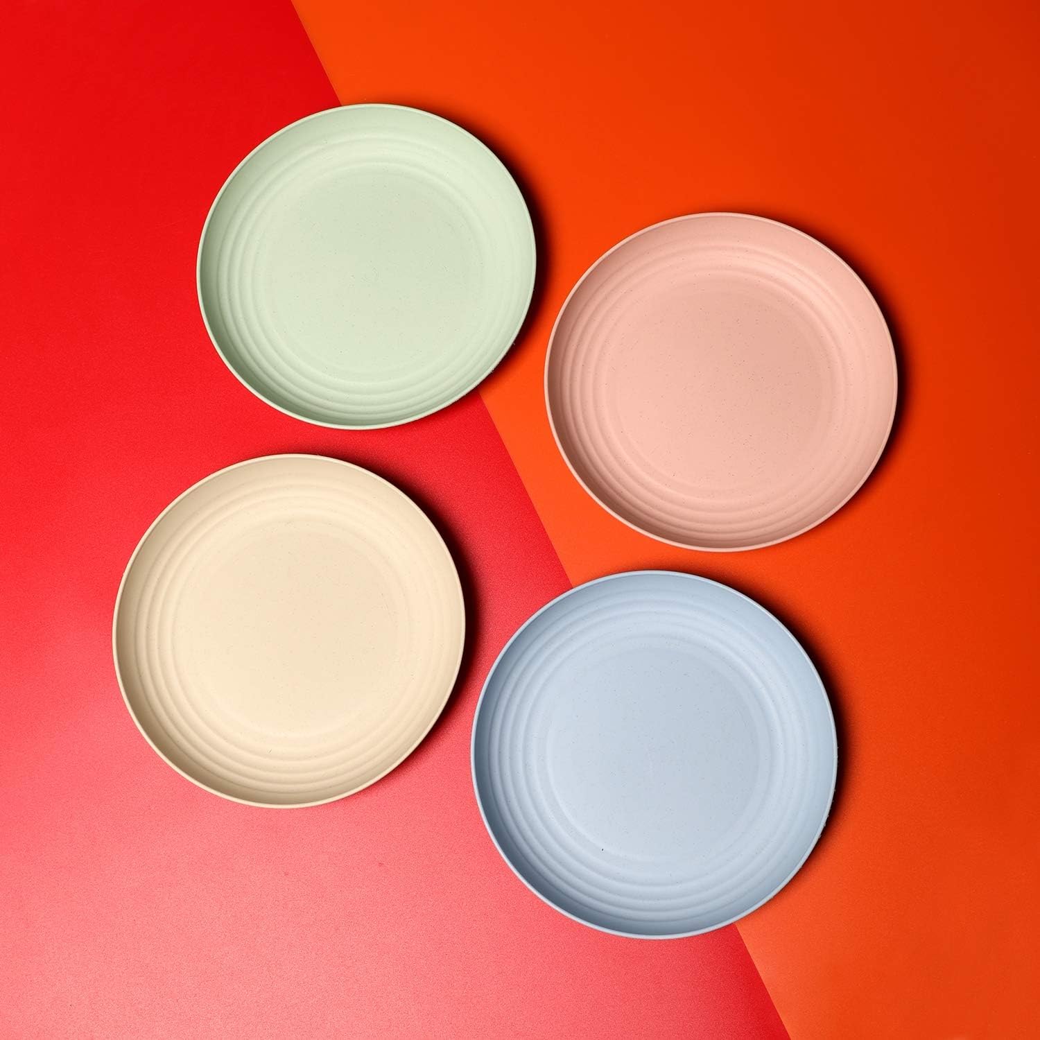 Lightweight Plastic Plates 8 Pieces 20 cm Large Dinner Plate Set | Unbreakable Reusable Non-Toxin Dishwasher Microwave Safe Plates Bowls for Kitchen Living Travel Camping
