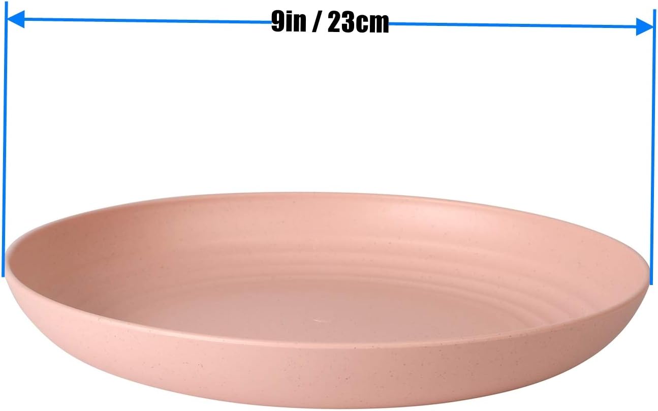 Lightweight Plastic Plates 8 Pieces 20 cm Large Dinner Plate Set | Unbreakable Reusable Non-Toxin Dishwasher Microwave Safe Plates Bowls for Kitchen Living Travel Camping