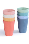 Set of 8 Plastic Cups for Kids and Adults – Unbreakable 350ml Drinking Cups (BPA-Free) – Dishwasher-Safe & Reusable – Ideal for Camping, Picnics, BBQs, and Outdoor Use (8 Colors)