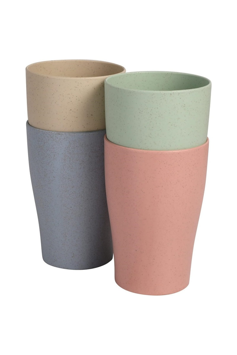 Plastic Drinking Cups 275ml (Set of 4, Assorted Colors) – Lightweight, Unbreakable, Dishwasher-Safe Tumblers for Water, Juice, and Cocktails; Portable for Camping