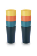 Set of 8 plastic cups, 450ml coffee mugs, unbreakable drinking cups for children and adults, reusable cups for water, milk, tea, and coffee; suitable for home, camping, picnics, and travel.